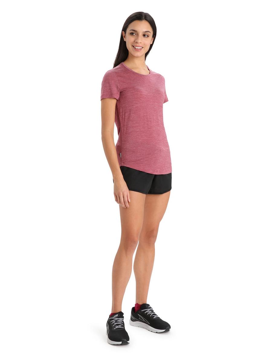 Cherry Heather Women's Icebreaker Merino Sphere II Short Sleeve T Shirts | USA 1567OKIR